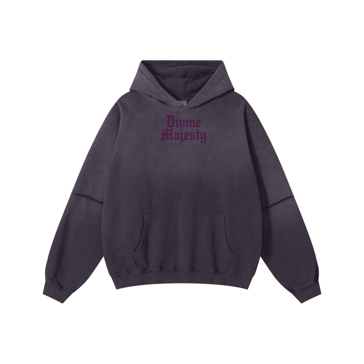 370GSM Unisex Monkey Wash Faux-Two-Piece PP-Sprayed  French Terry Hoodie Vintage Purple
