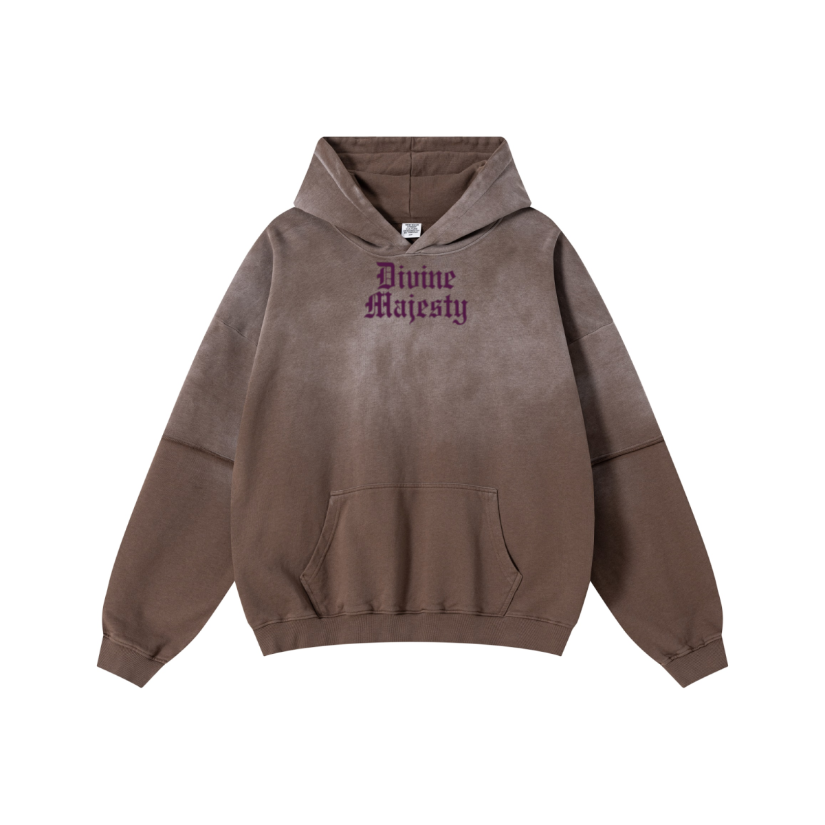 370GSM Unisex Monkey Wash Faux-Two-Piece PP-Sprayed  French Terry Hoodie Vintage Brown