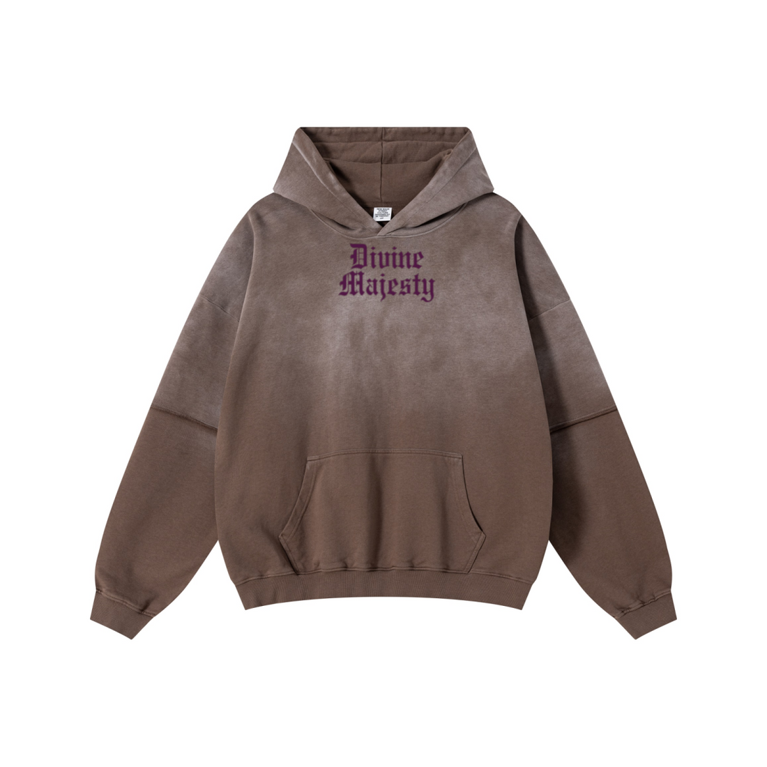 370GSM Unisex Monkey Wash Faux-Two-Piece PP-Sprayed  French Terry Hoodie Vintage Brown