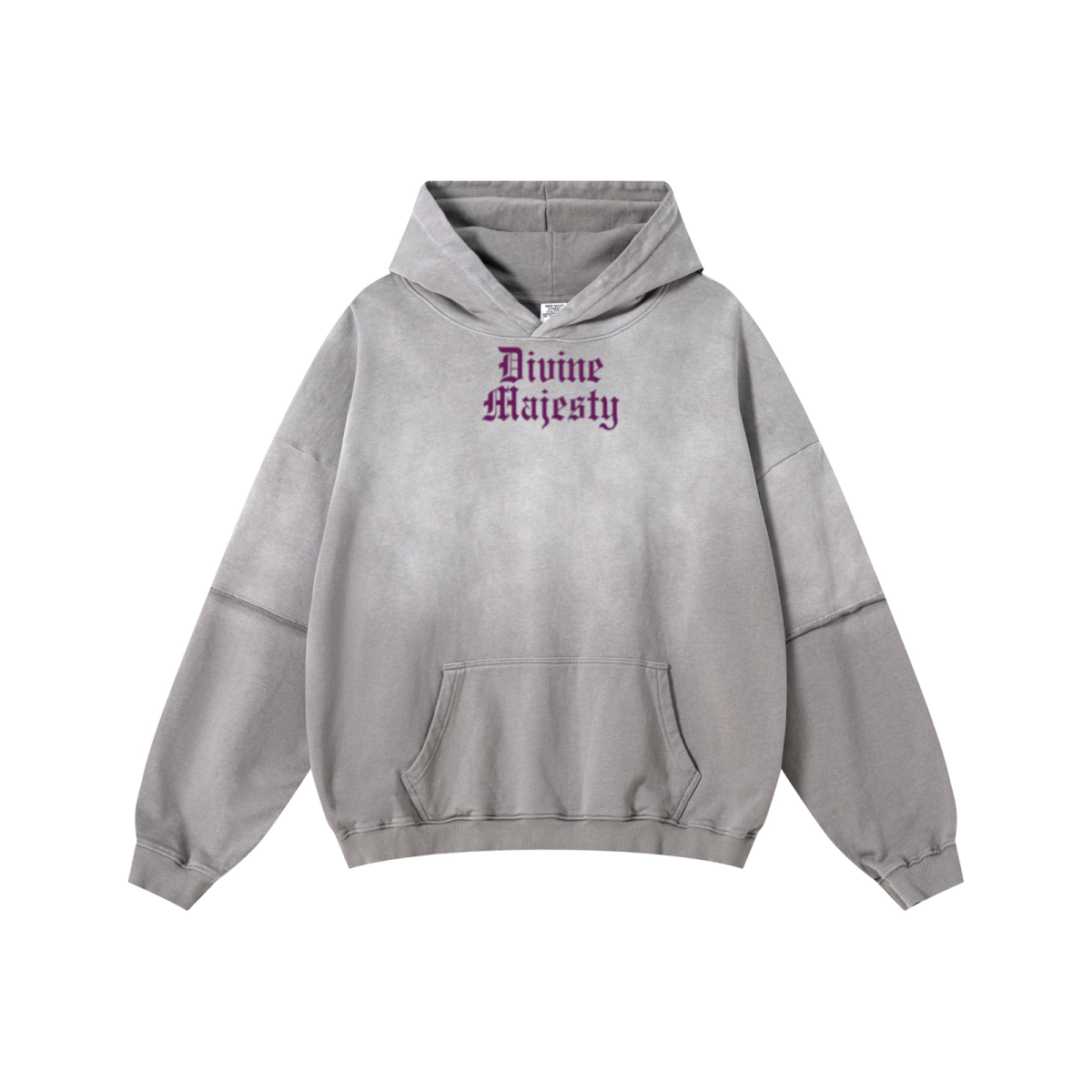 370GSM Unisex Monkey Wash Faux-Two-Piece PP-Sprayed  French Terry Hoodie Vintage Medium Grey