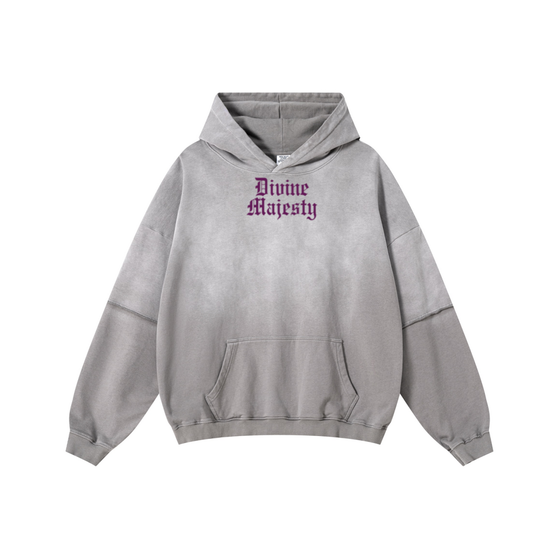 370GSM Unisex Monkey Wash Faux-Two-Piece PP-Sprayed  French Terry Hoodie Vintage Medium Grey