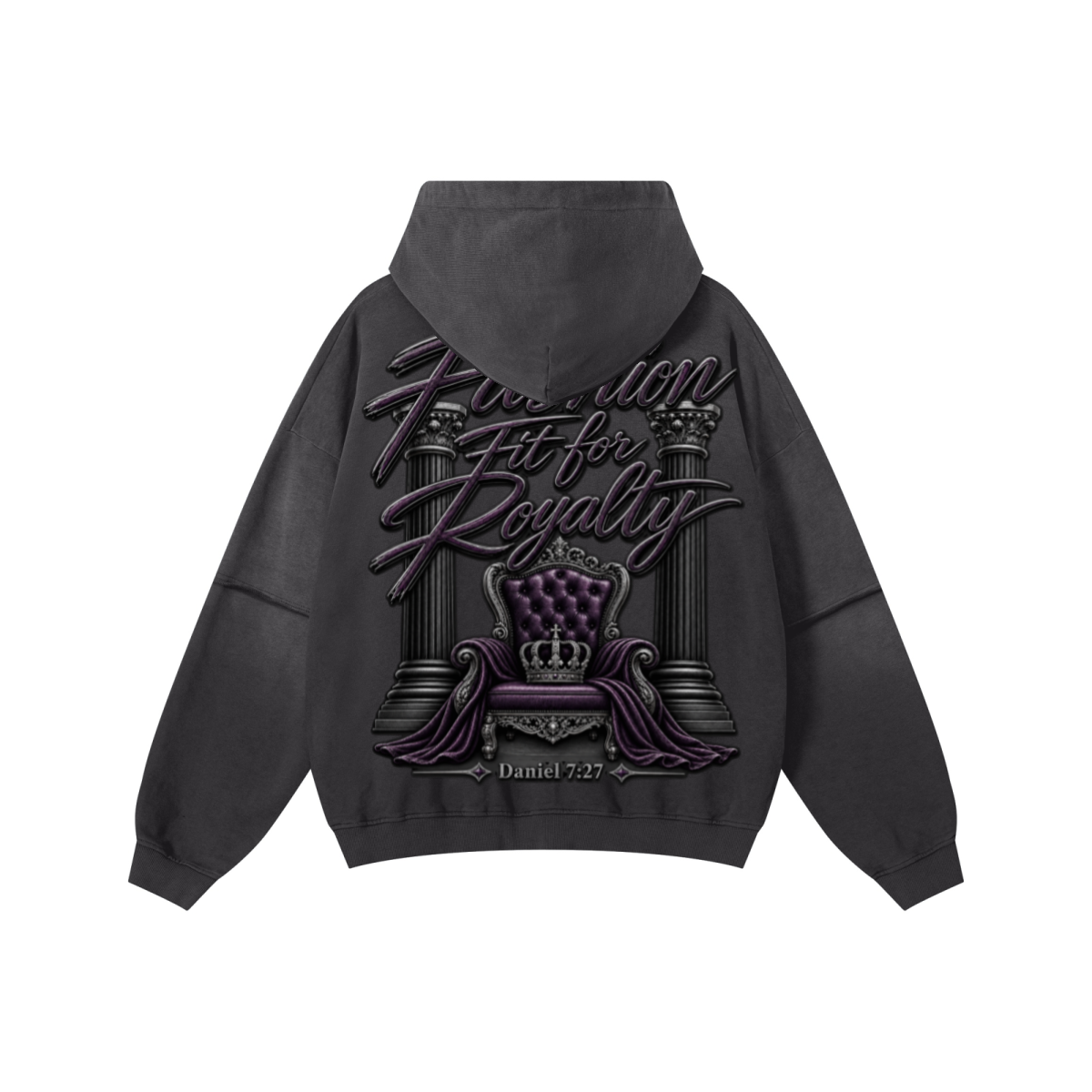 370GSM Unisex Monkey Wash Faux-Two-Piece PP-Sprayed  French Terry Hoodie Vintage Black