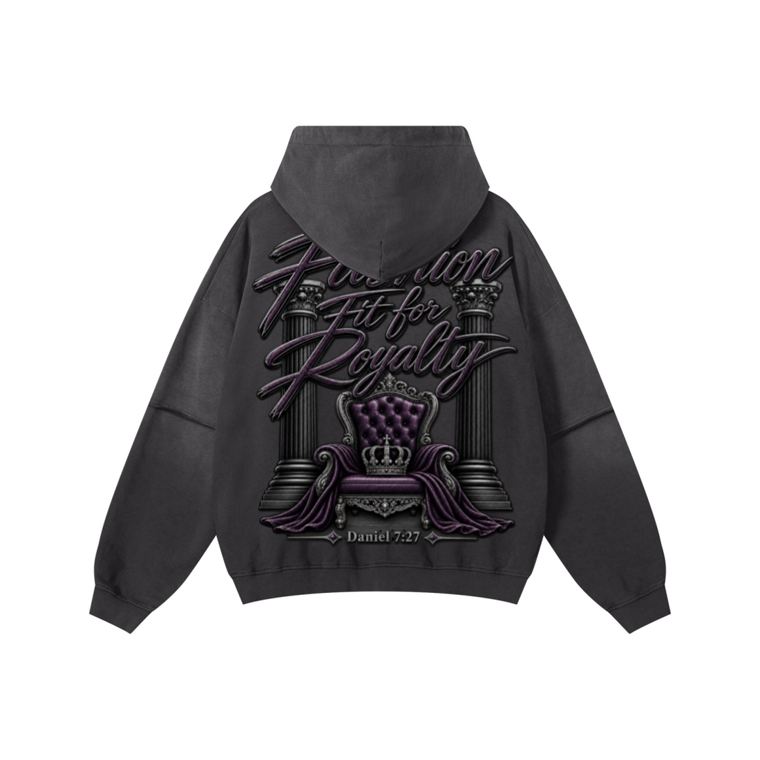 370GSM Unisex Monkey Wash Faux-Two-Piece PP-Sprayed  French Terry Hoodie Vintage Black