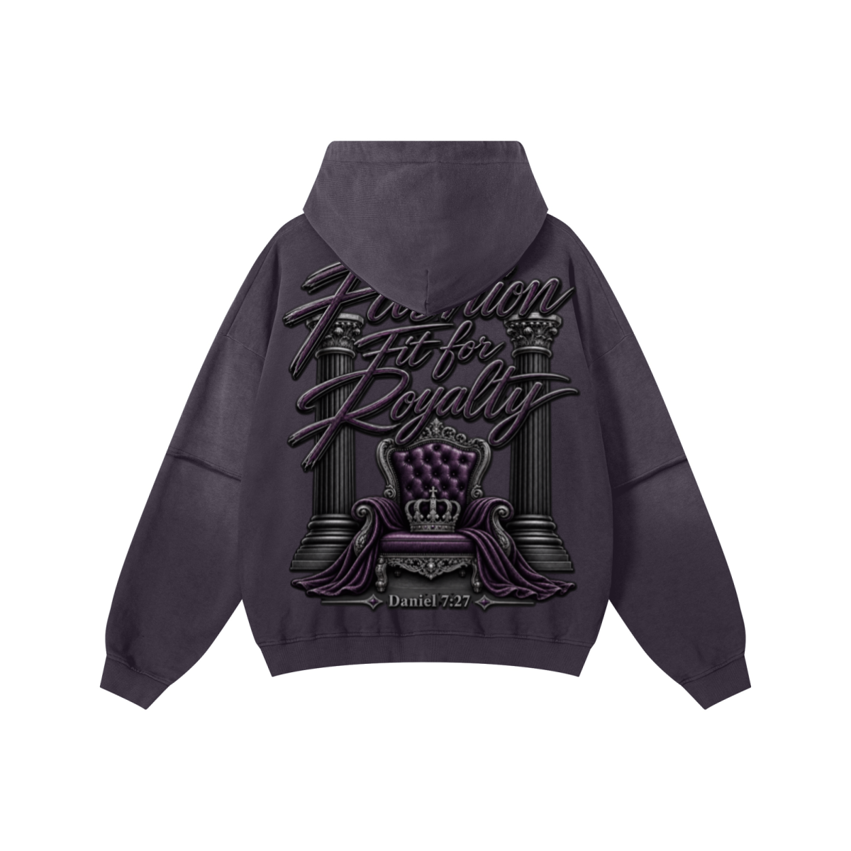 370GSM Unisex Monkey Wash Faux-Two-Piece PP-Sprayed  French Terry Hoodie Vintage Purple