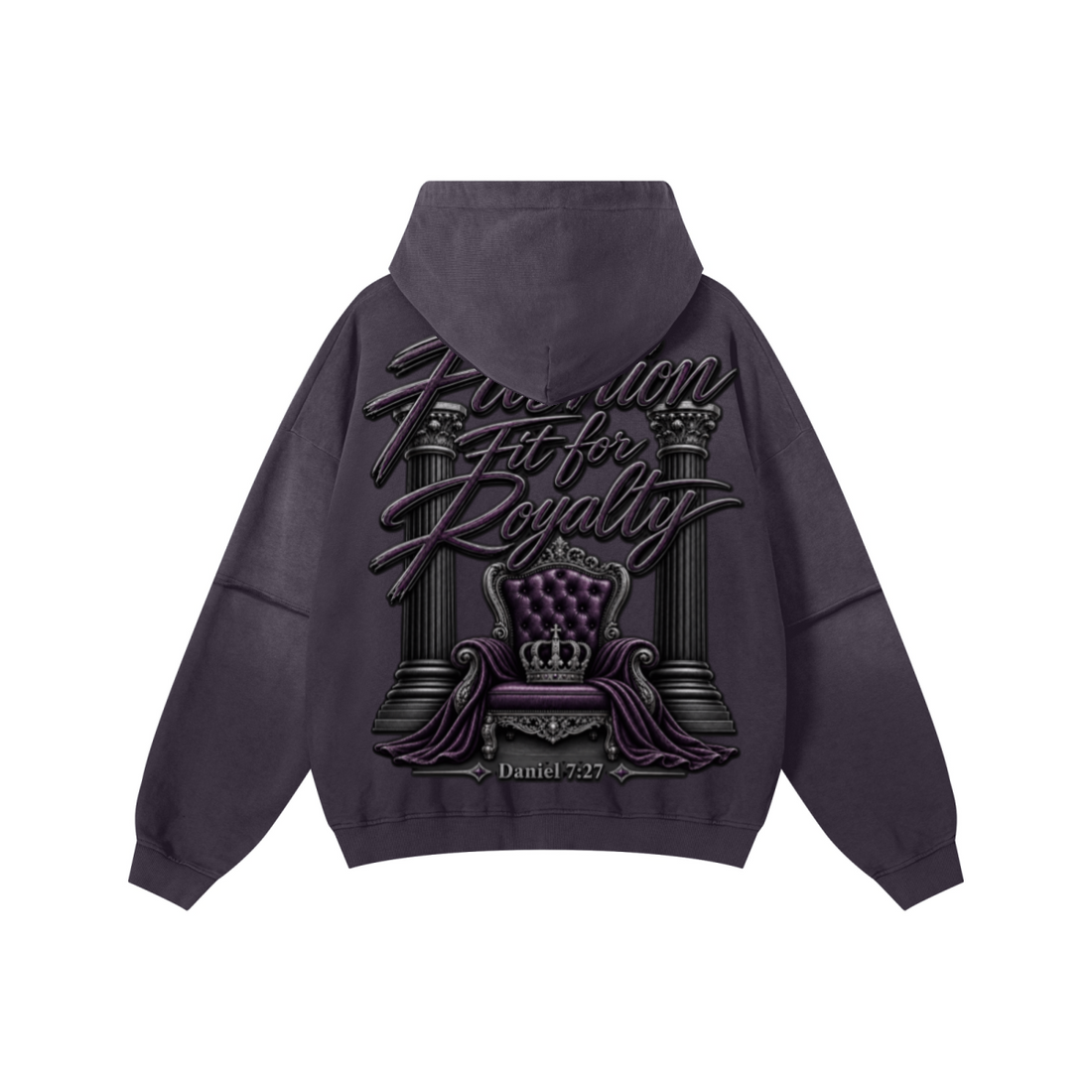 370GSM Unisex Monkey Wash Faux-Two-Piece PP-Sprayed  French Terry Hoodie Vintage Purple