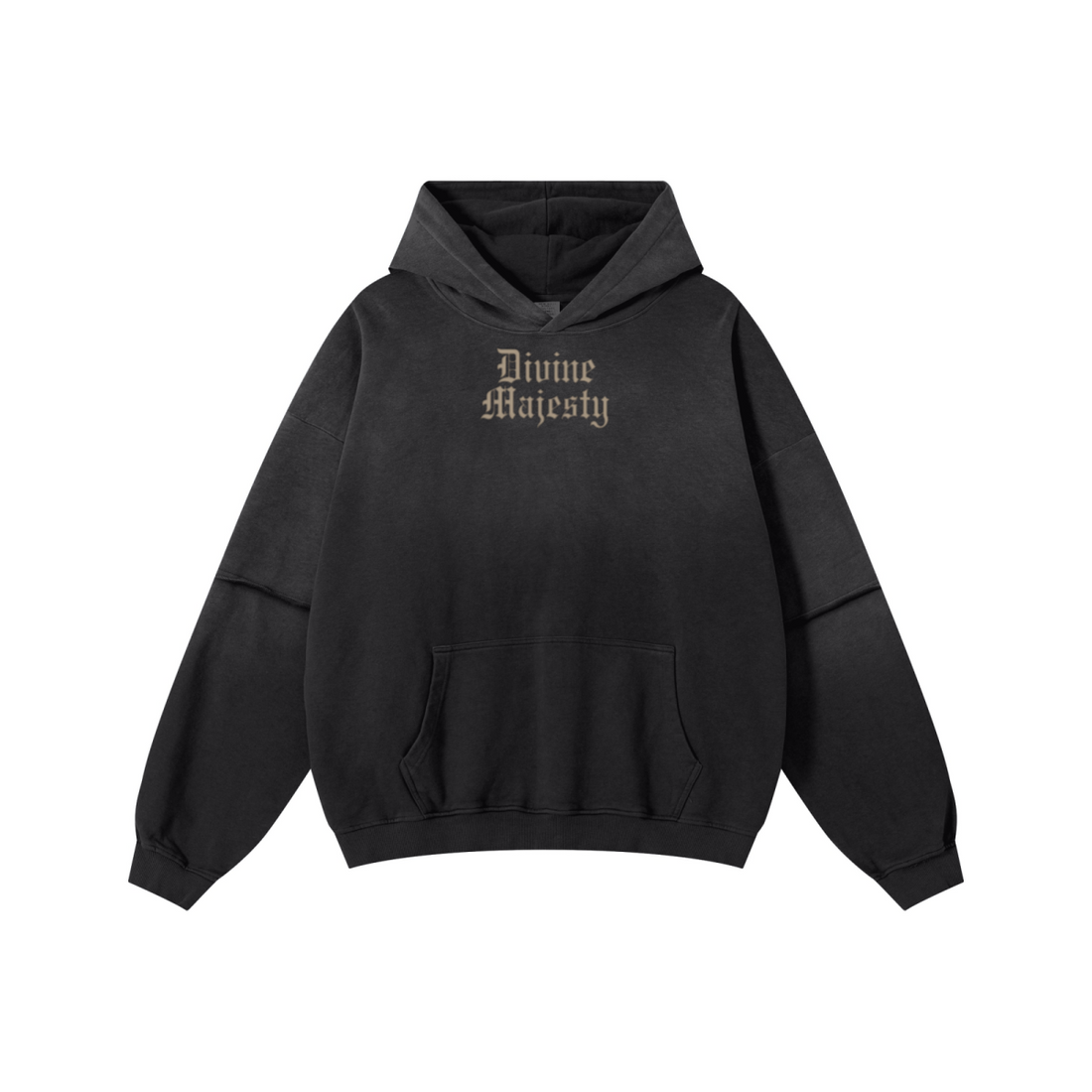 370GSM Unisex Monkey Wash Faux-Two-Piece PP-Sprayed  French Terry Hoodie Vintage Black