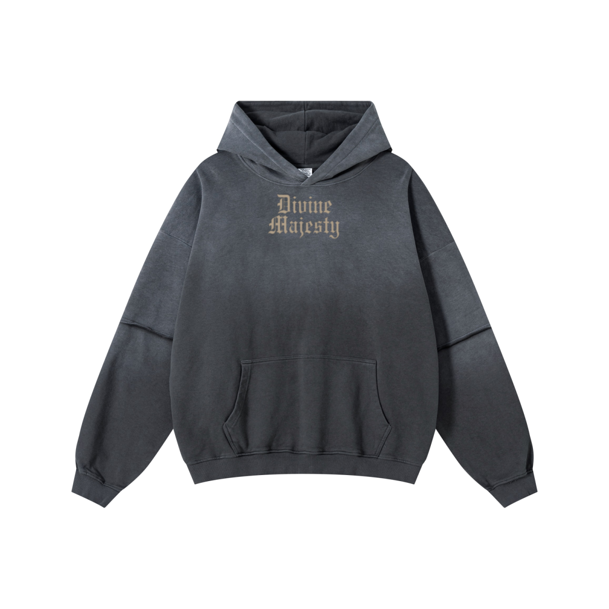 370GSM Unisex Monkey Wash Faux-Two-Piece PP-Sprayed  French Terry Hoodie Vintage Dark Grey