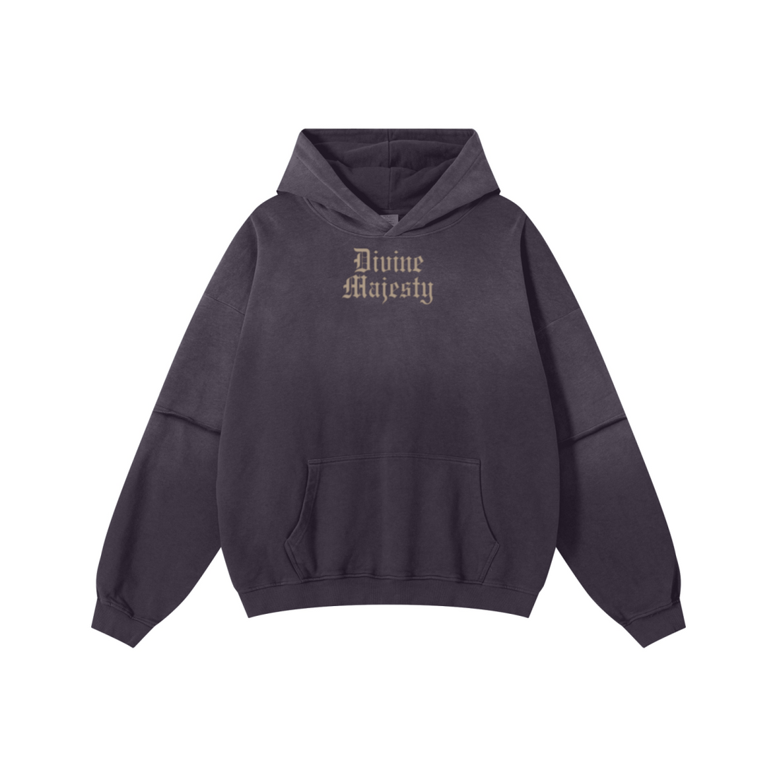 370GSM Unisex Monkey Wash Faux-Two-Piece PP-Sprayed  French Terry Hoodie Vintage Purple