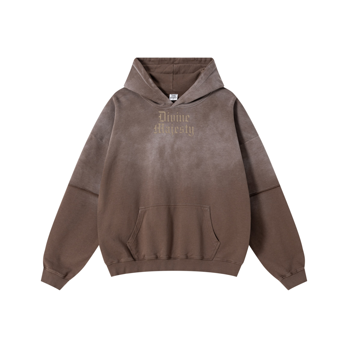 370GSM Unisex Monkey Wash Faux-Two-Piece PP-Sprayed  French Terry Hoodie Vintage Brown