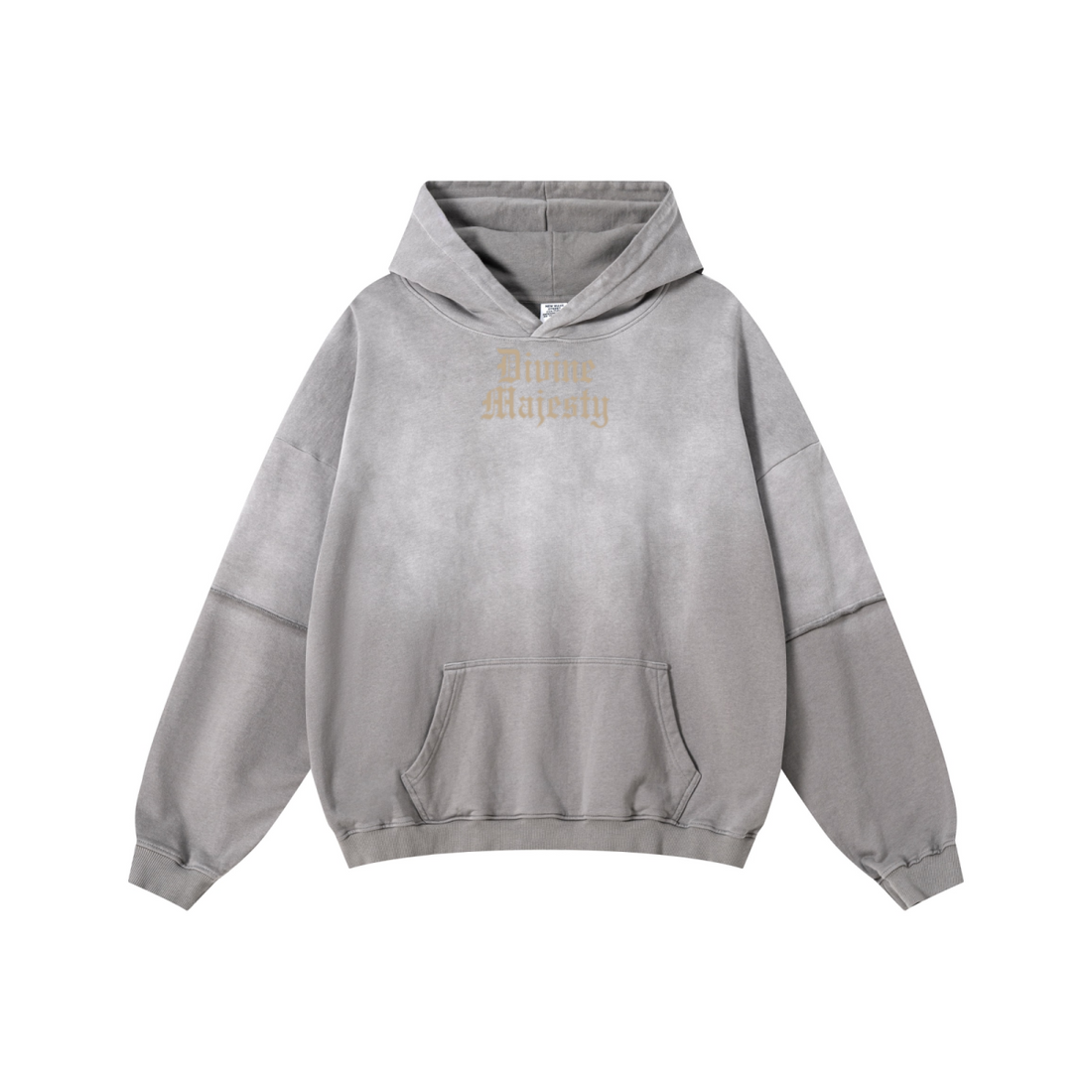370GSM Unisex Monkey Wash Faux-Two-Piece PP-Sprayed  French Terry Hoodie Vintage Medium Grey