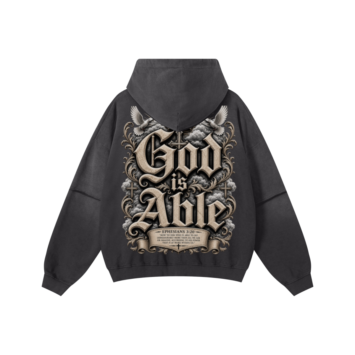 370GSM Unisex Monkey Wash Faux-Two-Piece PP-Sprayed  French Terry Hoodie Vintage Black