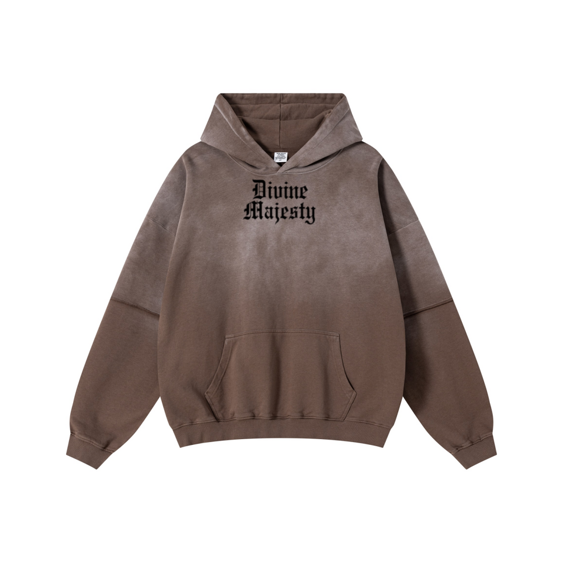 370GSM Unisex Monkey Wash Faux-Two-Piece PP-Sprayed  French Terry Hoodie Vintage Brown
