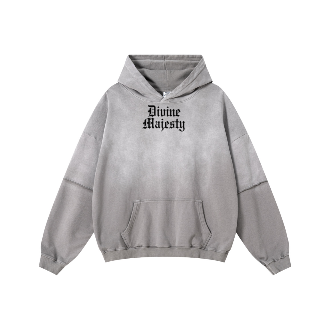 370GSM Unisex Monkey Wash Faux-Two-Piece PP-Sprayed  French Terry Hoodie Vintage Medium Grey