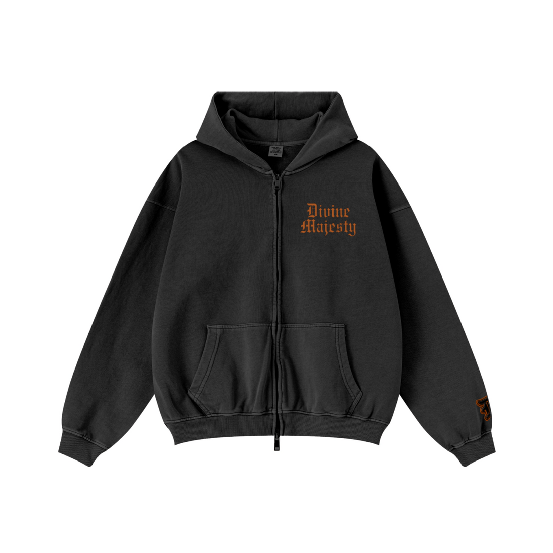 370GSM Unisex Pigment-Wash Zip-Up Hoodie Snowflake Grey