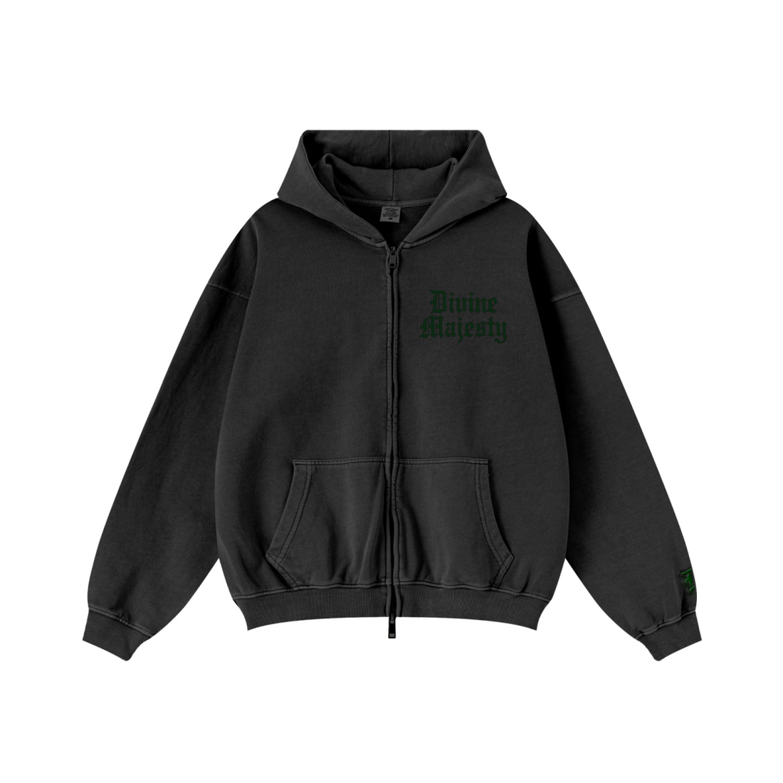 370GSM Unisex Pigment-Wash Zip-Up Hoodie Snowflake Grey