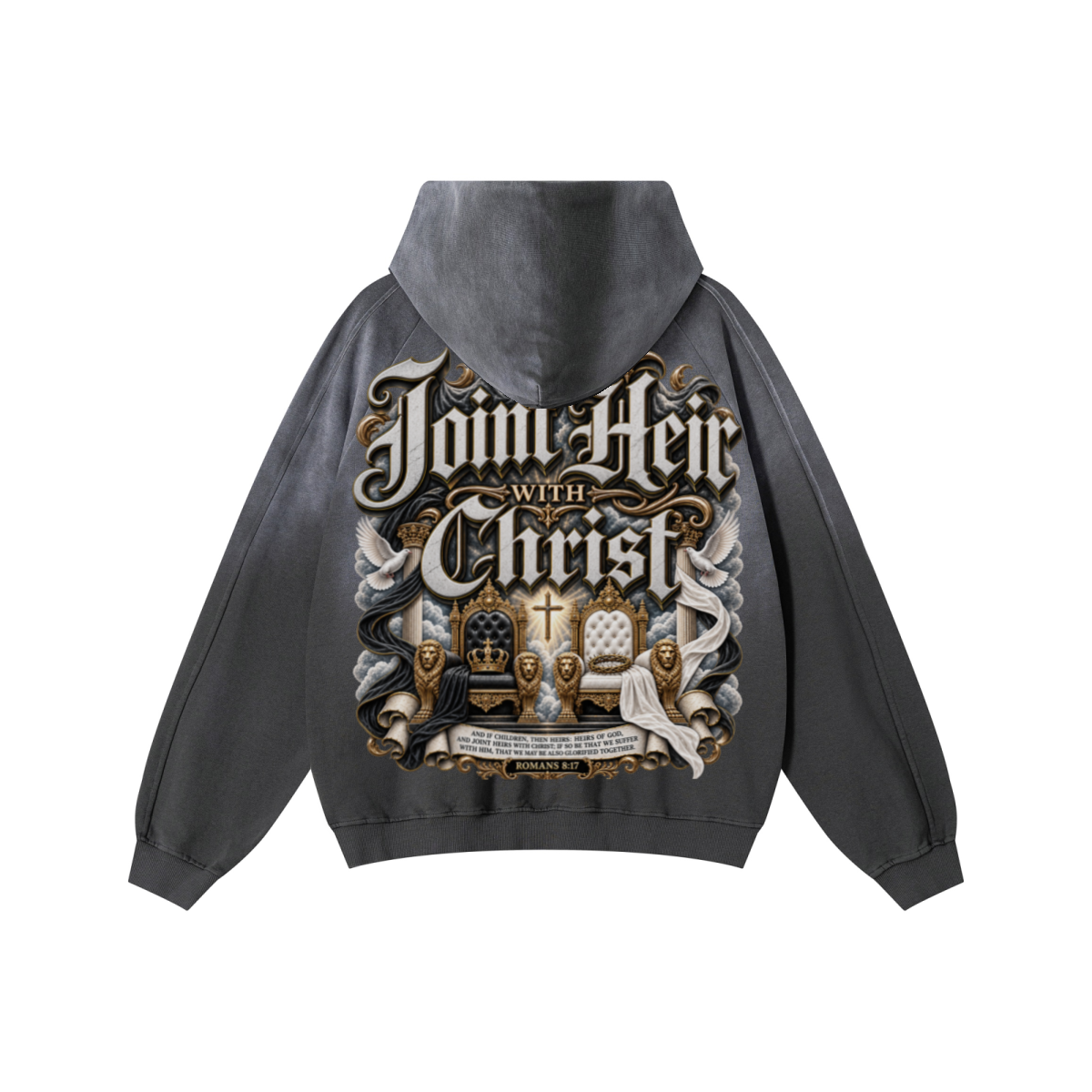 370GSM Unisex Monkey Wash Raw-Edge PP-Sprayed French Terry Hoodie Vintage Dark Grey