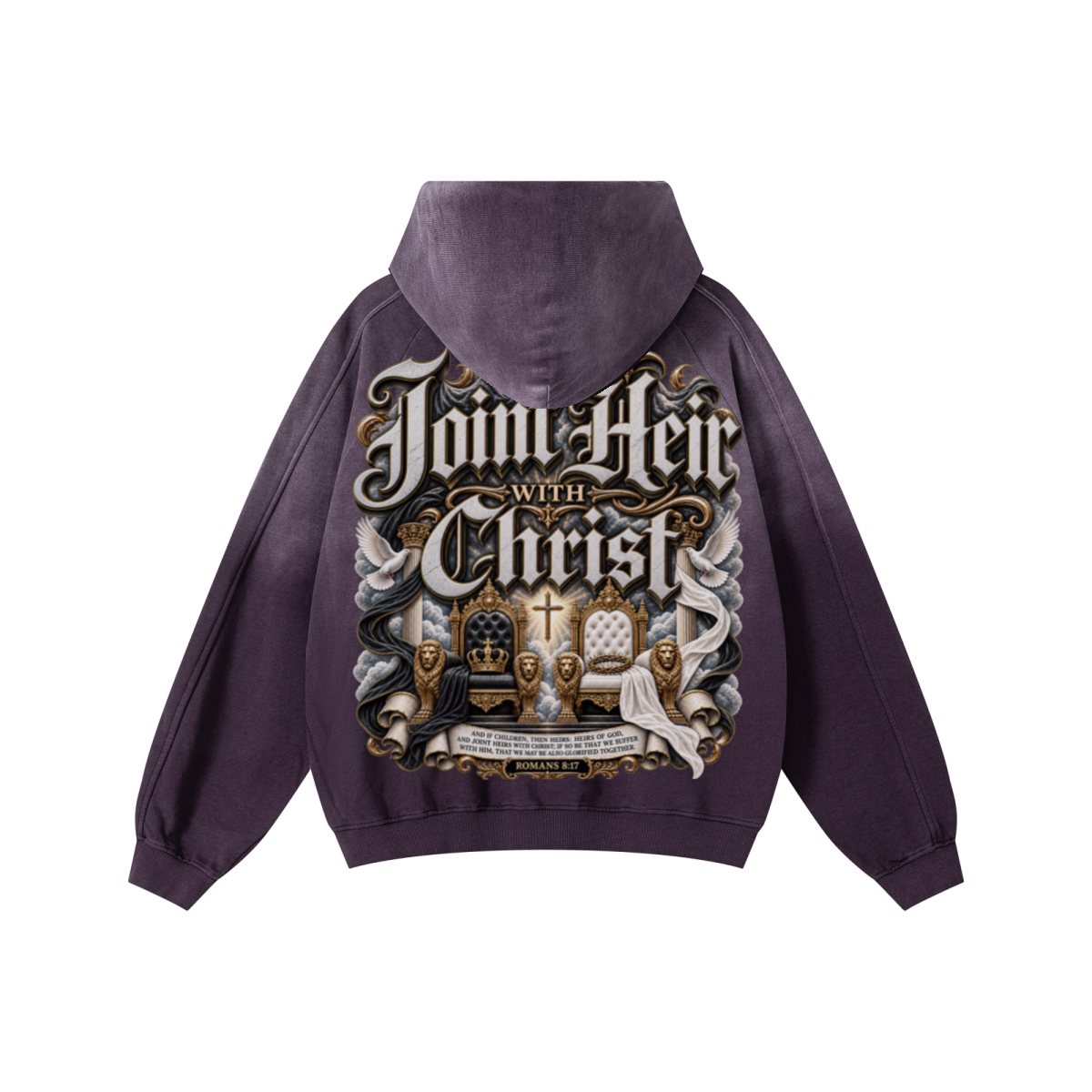 370GSM Unisex Monkey Wash Raw-Edge PP-Sprayed French Terry Hoodie Vintage Purple