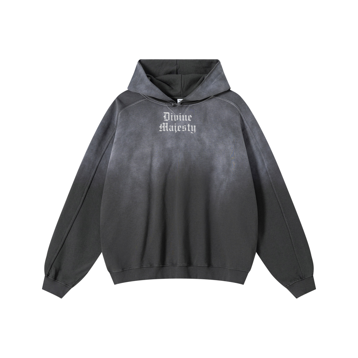 370GSM Unisex Monkey Wash Raw-Edge PP-Sprayed French Terry Hoodie Vintage Dark Grey
