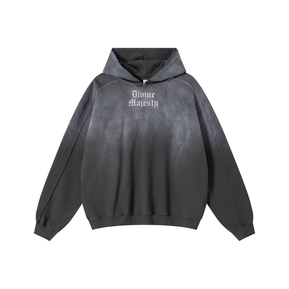 370GSM Unisex Monkey Wash Raw-Edge PP-Sprayed French Terry Hoodie Vintage Dark Grey