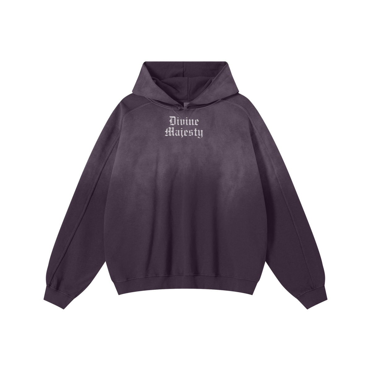370GSM Unisex Monkey Wash Raw-Edge PP-Sprayed French Terry Hoodie Vintage Purple