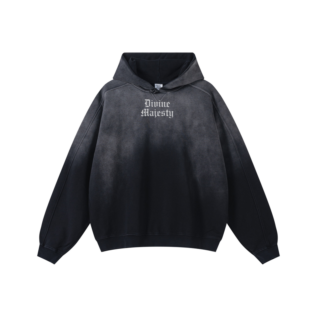 370GSM Unisex Monkey Wash Raw-Edge PP-Sprayed French Terry Hoodie Vintage Black