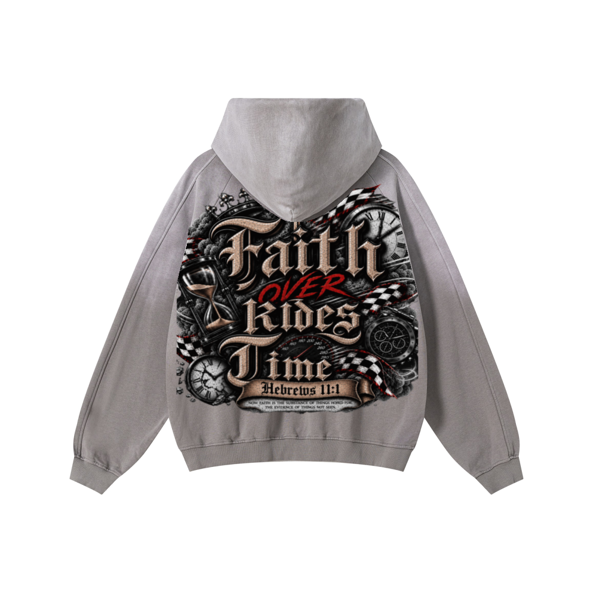 370GSM Unisex Monkey Wash Raw-Edge PP-Sprayed French Terry Hoodie Vintage Medium Grey