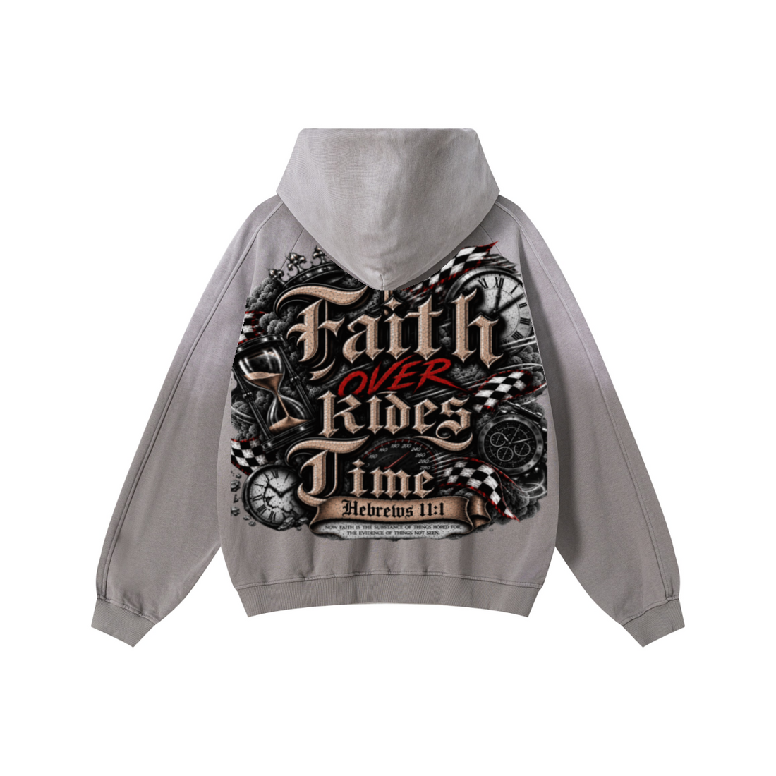 370GSM Unisex Monkey Wash Raw-Edge PP-Sprayed French Terry Hoodie Vintage Medium Grey