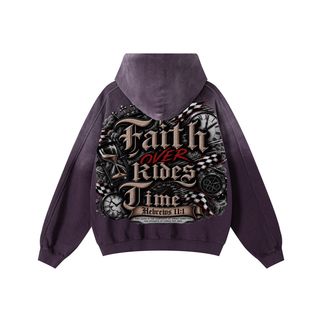 370GSM Unisex Monkey Wash Raw-Edge PP-Sprayed French Terry Hoodie Vintage Purple