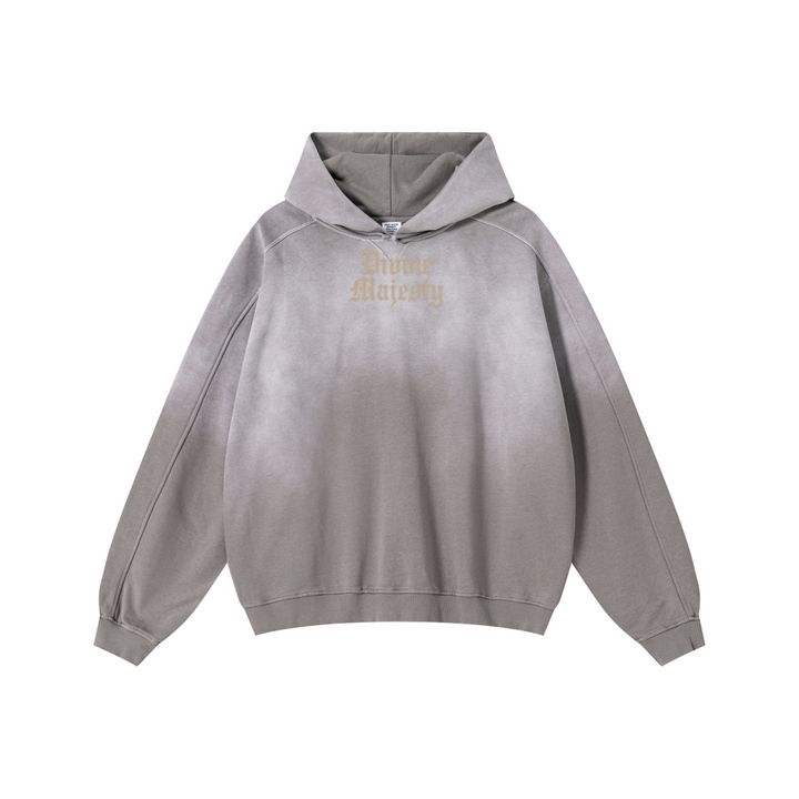 370GSM Unisex Monkey Wash Raw-Edge PP-Sprayed French Terry Hoodie Vintage Medium Grey