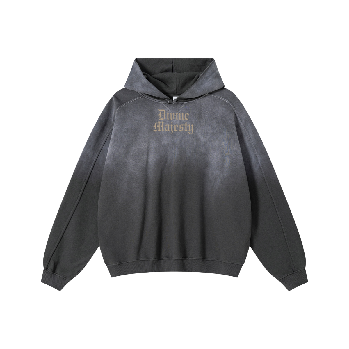 370GSM Unisex Monkey Wash Raw-Edge PP-Sprayed French Terry Hoodie Vintage Dark Grey