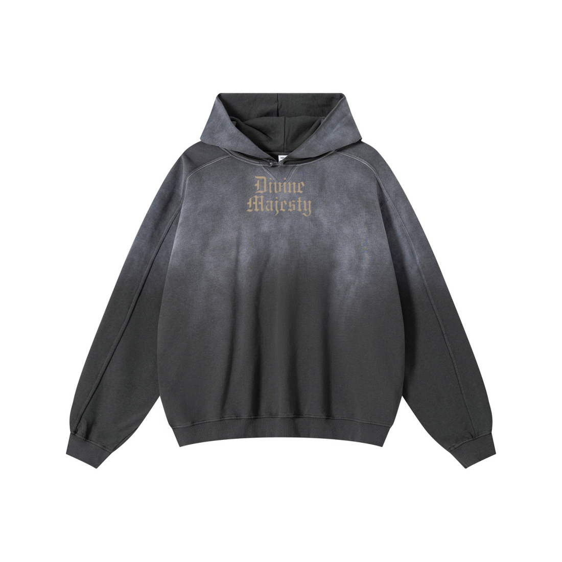370GSM Unisex Monkey Wash Raw-Edge PP-Sprayed French Terry Hoodie Vintage Dark Grey