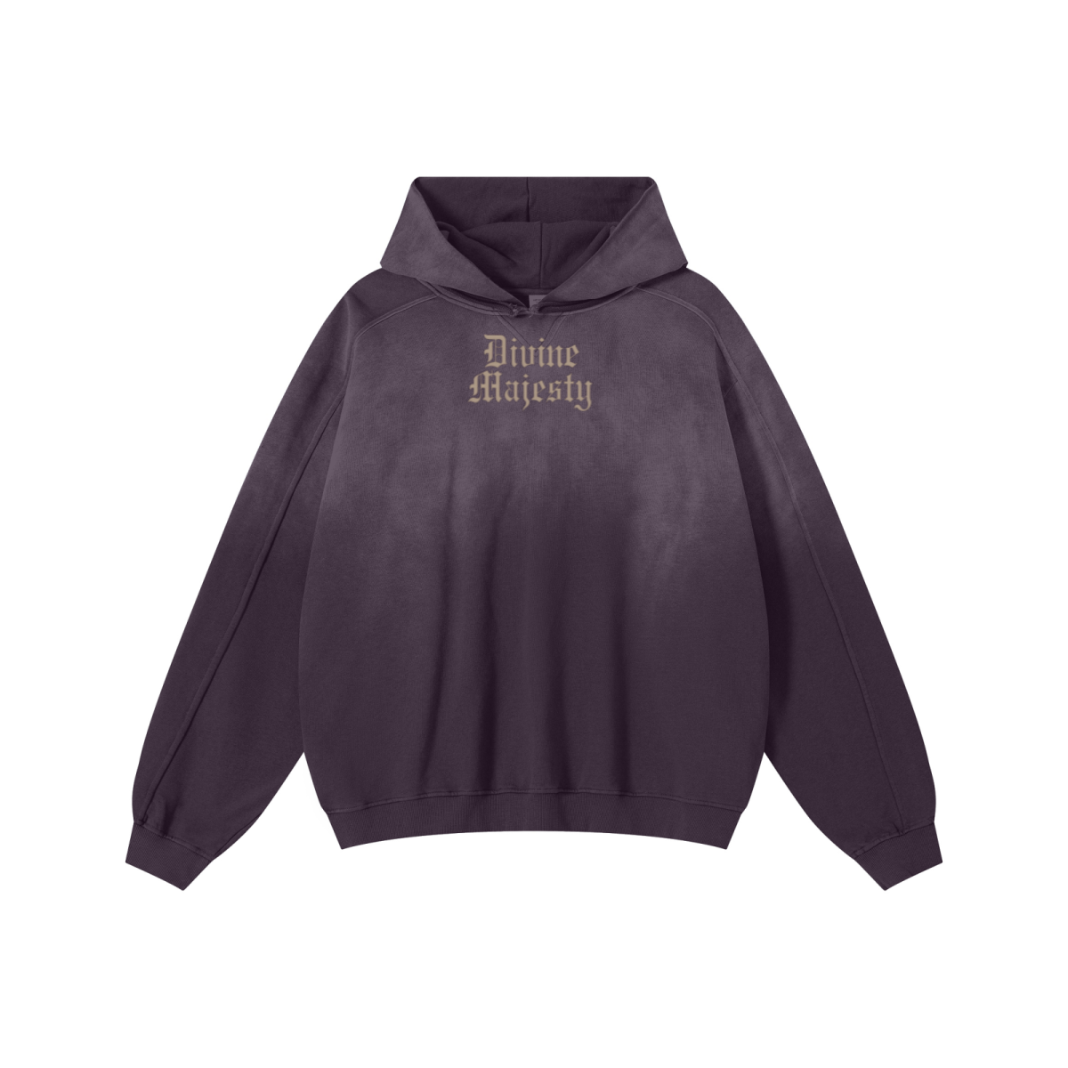 370GSM Unisex Monkey Wash Raw-Edge PP-Sprayed French Terry Hoodie Vintage Purple