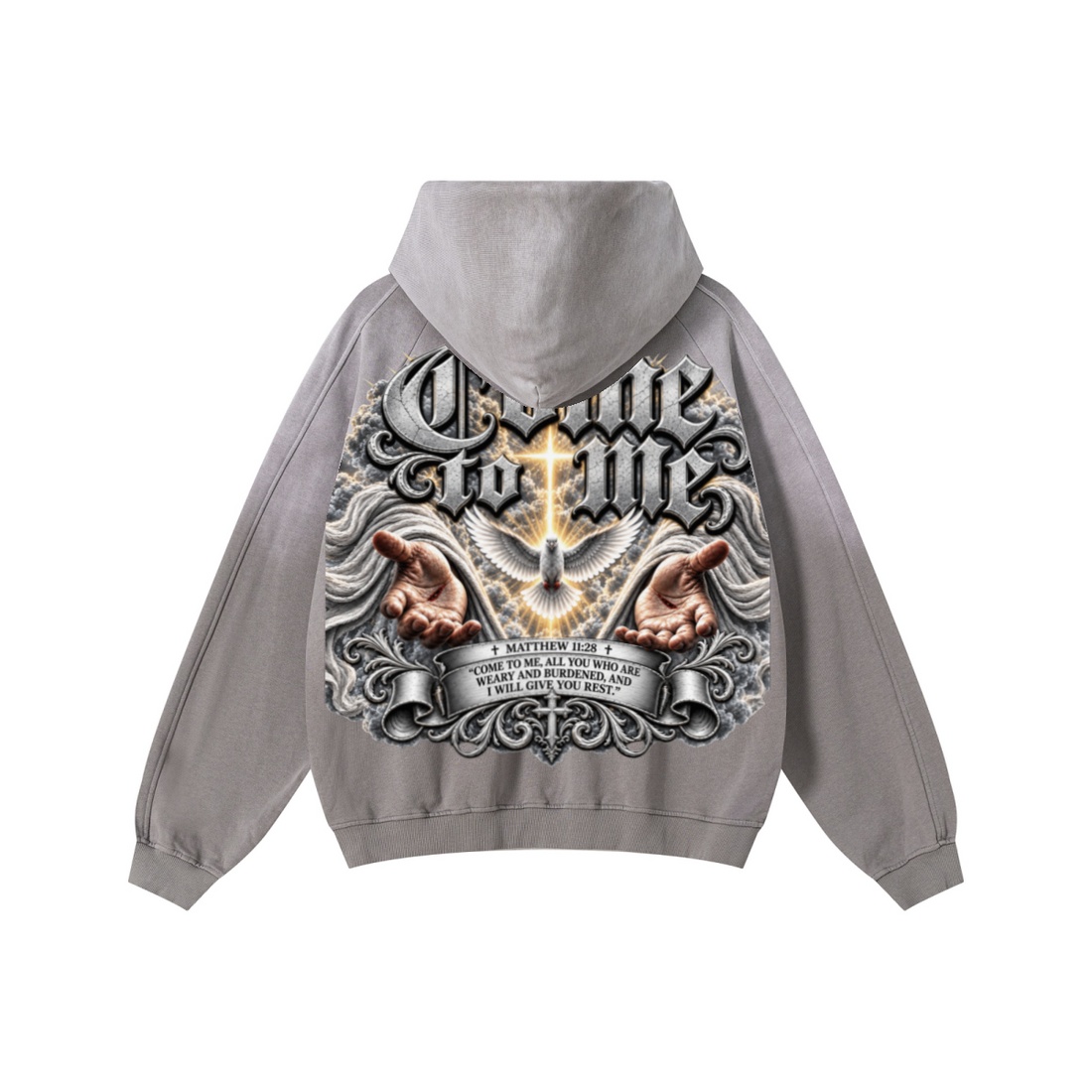 370GSM Unisex Monkey Wash Raw-Edge PP-Sprayed French Terry Hoodie Vintage Medium Grey