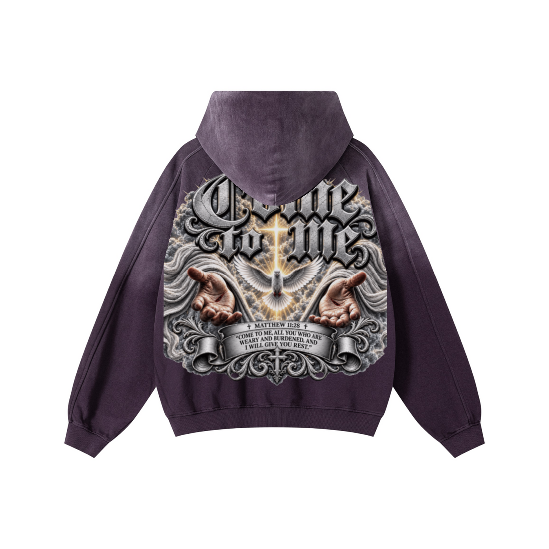 370GSM Unisex Monkey Wash Raw-Edge PP-Sprayed French Terry Hoodie Vintage Purple