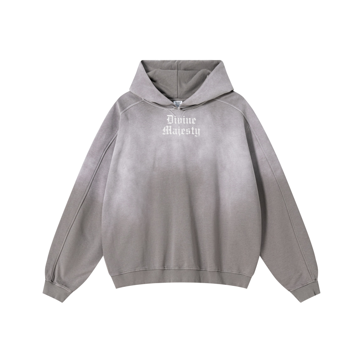 370GSM Unisex Monkey Wash Raw-Edge PP-Sprayed French Terry Hoodie Vintage Medium Grey