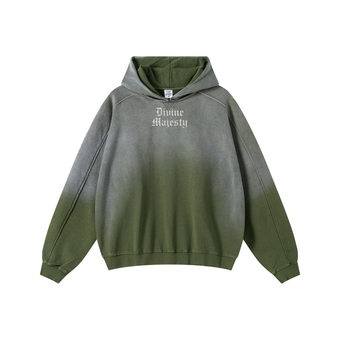 370GSM Unisex Monkey Wash Raw-Edge PP-Sprayed French Terry Hoodie Vintage Military Green