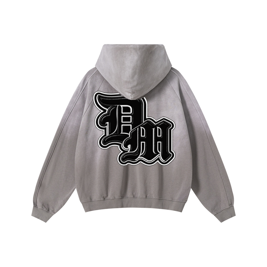 370GSM Unisex Monkey Wash Raw-Edge PP-Sprayed French Terry Hoodie Vintage Medium Grey