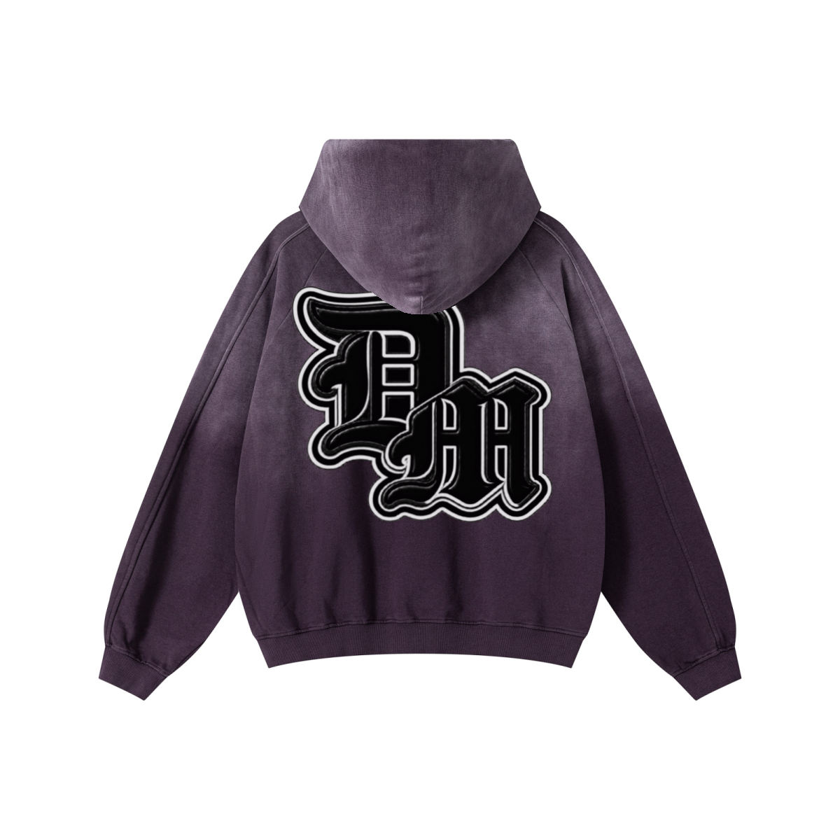 370GSM Unisex Monkey Wash Raw-Edge PP-Sprayed French Terry Hoodie Vintage Purple