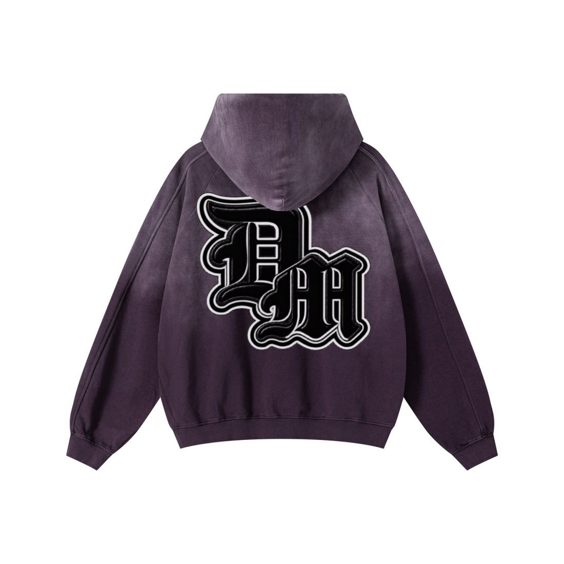370GSM Unisex Monkey Wash Raw-Edge PP-Sprayed French Terry Hoodie Vintage Purple
