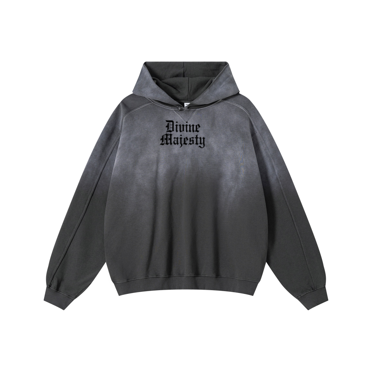 370GSM Unisex Monkey Wash Raw-Edge PP-Sprayed French Terry Hoodie Vintage Dark Grey