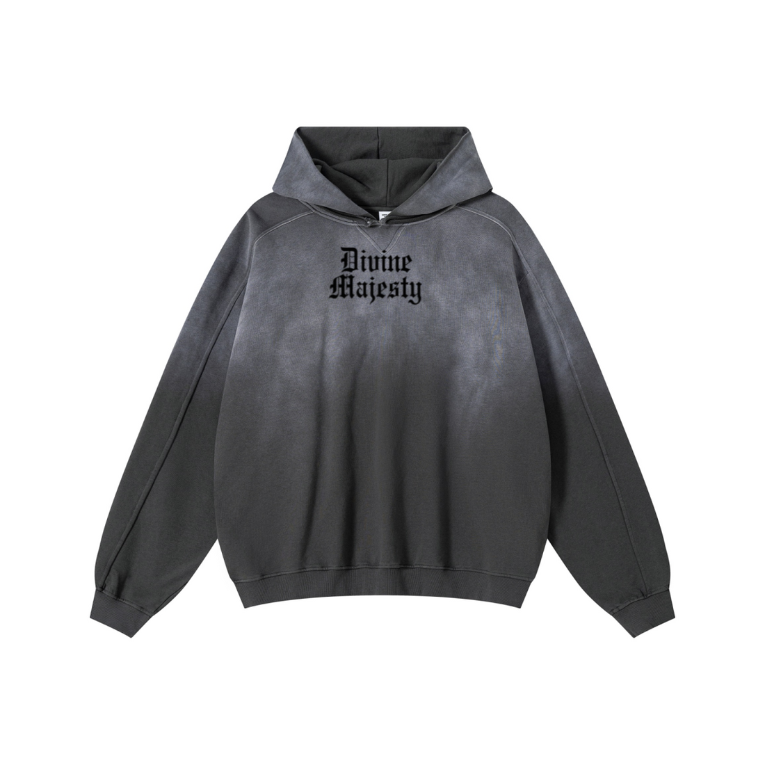 370GSM Unisex Monkey Wash Raw-Edge PP-Sprayed French Terry Hoodie Vintage Dark Grey