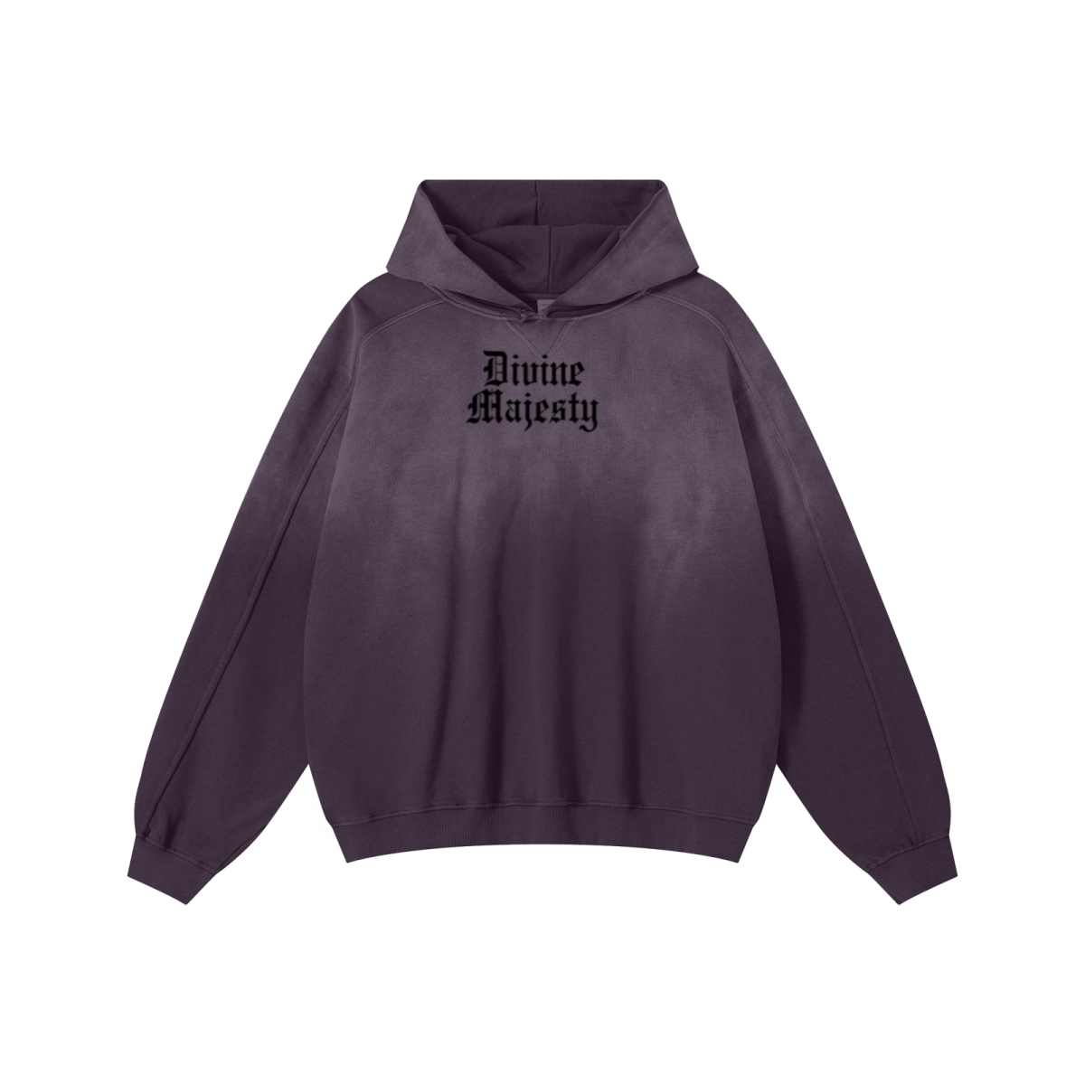 370GSM Unisex Monkey Wash Raw-Edge PP-Sprayed French Terry Hoodie Vintage Purple