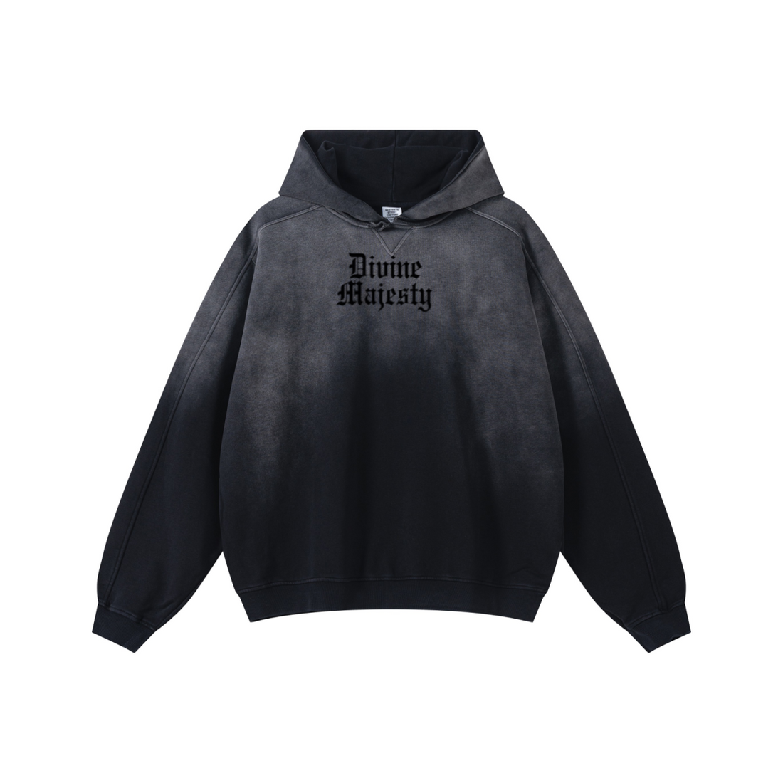 370GSM Unisex Monkey Wash Raw-Edge PP-Sprayed French Terry Hoodie Vintage Black