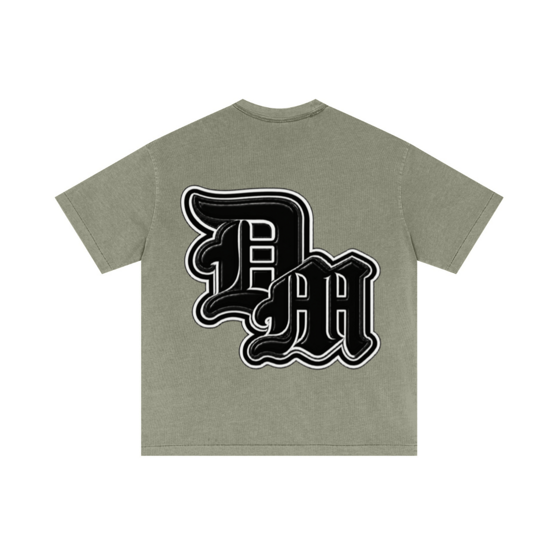 275GSM Unisex Double-Yarn 100% Cotton Plain-Wash T-shirt Greyish Green 