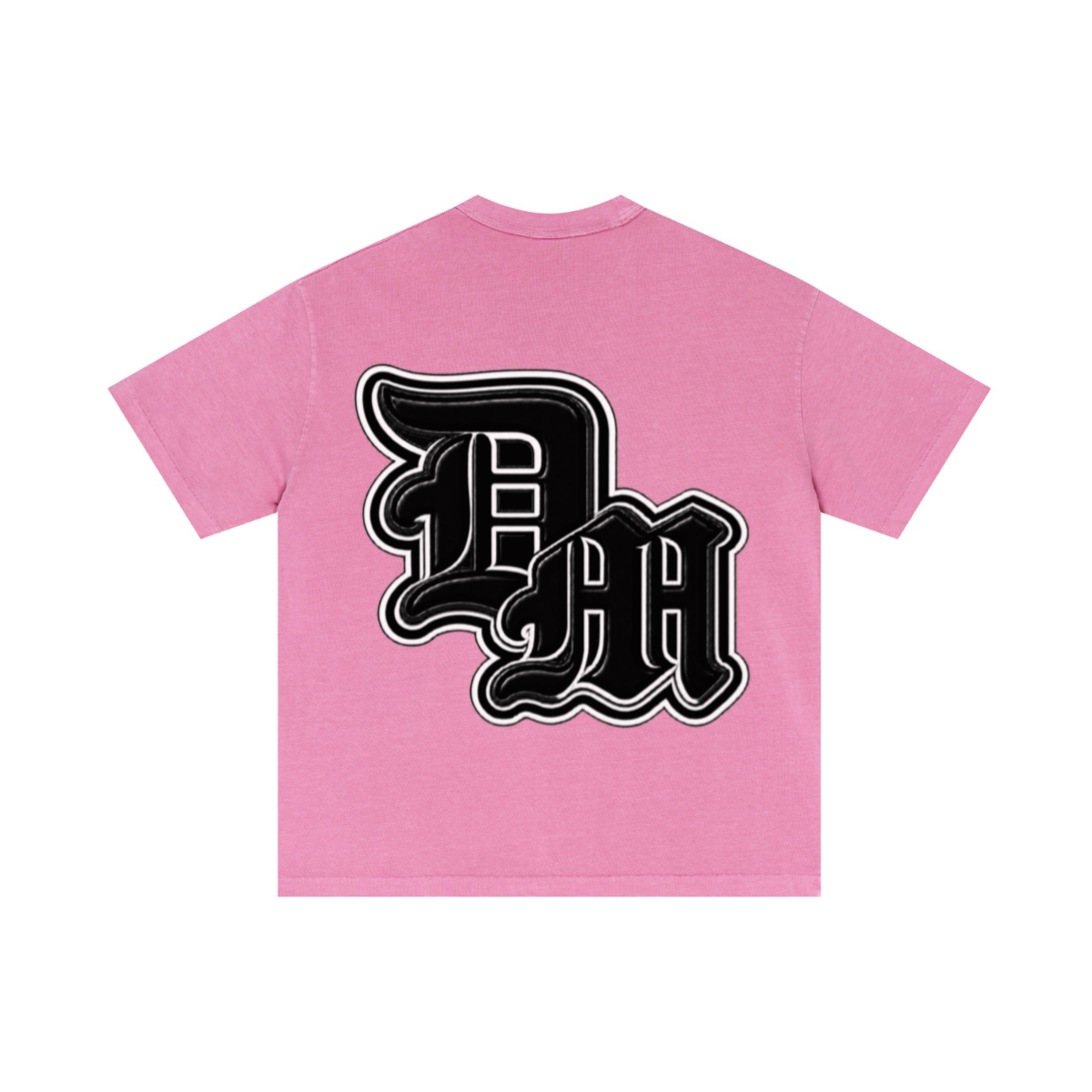 275GSM Unisex Double-Yarn 100% Cotton Plain-Wash T-shirt Rose Pink
