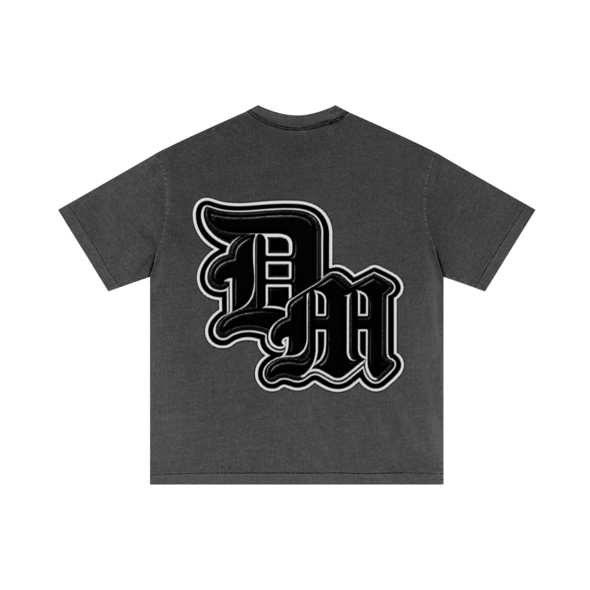 275GSM Unisex Double-Yarn 100% Cotton Plain-Wash T-shirt Dark Grey
