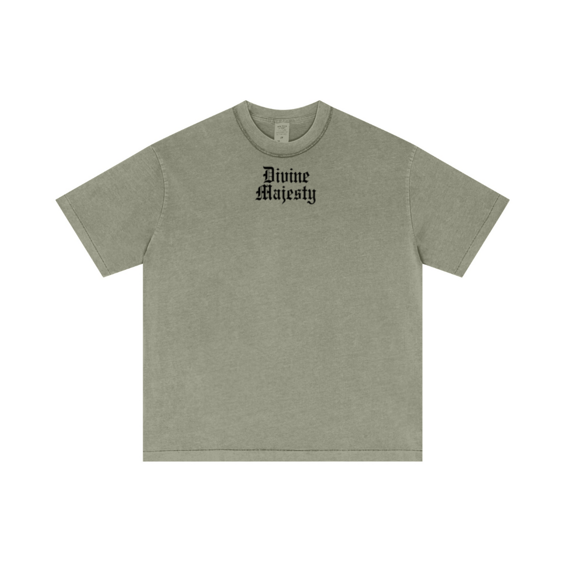 275GSM Unisex Double-Yarn 100% Cotton Plain-Wash T-shirt Greyish Green 