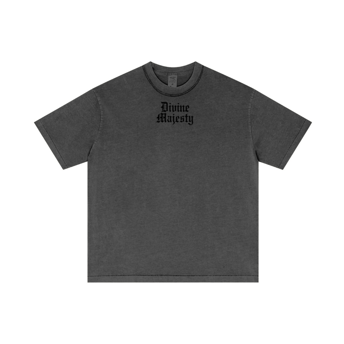 275GSM Unisex Double-Yarn 100% Cotton Plain-Wash T-shirt Dark Grey