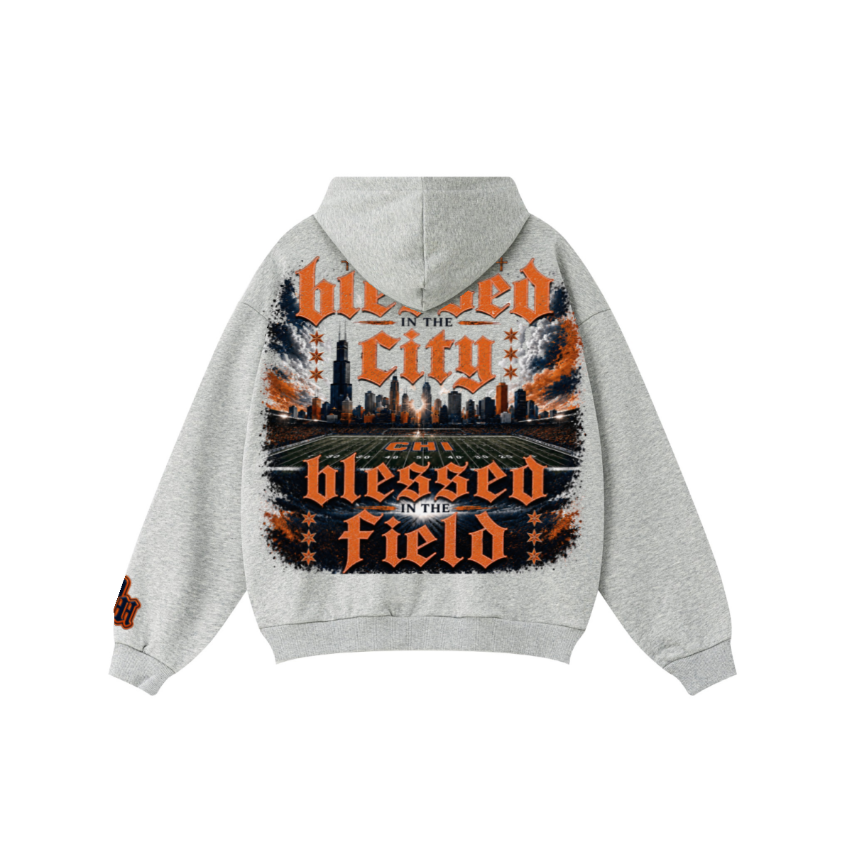 360GSM Unisex Fall&Winter Solid-Color Loopback Hoodie Heather Gray