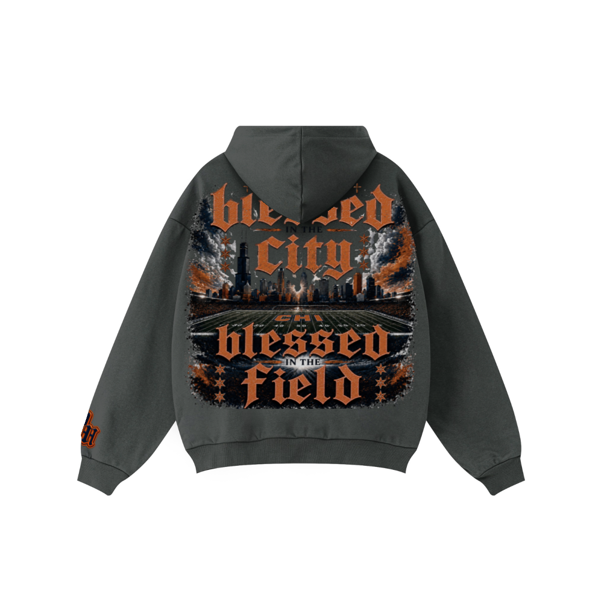 360GSM Unisex Fall&Winter Solid-Color Loopback Hoodie Charcoal